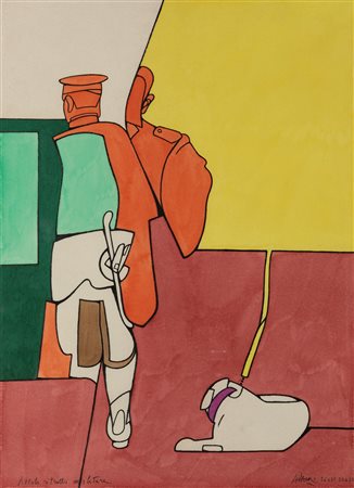 Valerio Adami (Bologna 1935)  - Piccolo ritratto militare, 1972