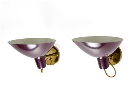 Vittoriano Viganò Coppia di lampade da parete con riflettore modello "2". Produz