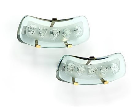 Max Ingrand Coppia di lampade da parete modello "1598". Produzione Fontana Arte,