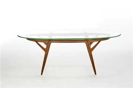 Palazzi dell'Arte Cantù Tavolo. Cantù, anni '50. Gambe in legno massello di moga