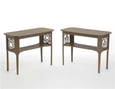 Giannino Castiglioni Coppia di consolle Déco a due ripiani. Milano, 1925ca. Legn