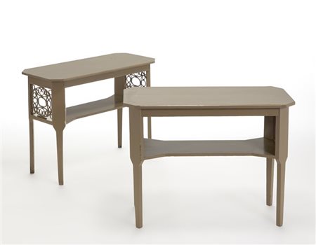 Giannino Castiglioni Coppia di consolle Déco a due ripiani. Milano, 1925ca. Legn