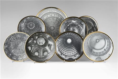 Piero Fornasetti Lotto composto da quattordici piatti della serie "Cupole d'Ital