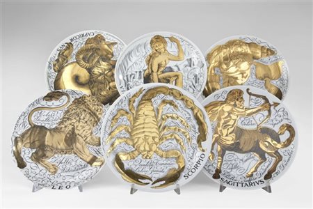 Piero Fornasetti Dodici piatti della serie "Influssi Astrali ". Milano, anni '60