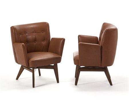 Franco Albini Coppia di poltroncine da camera. Pezzi unici eseguiti per casa Pin