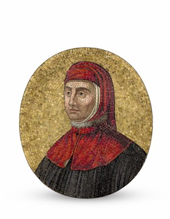 Pauly & C. Mosaico con tessere vitree policrome raffigurante ritratto virile in