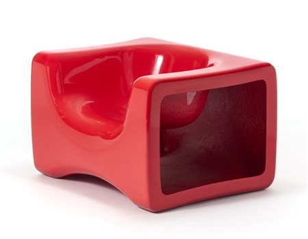 Alberto Rosselli Poltrona modello "Play". Produzione Saporiti, anni '60. Vetrore