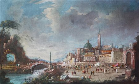 Scuola Veneta del XIX secolo VEDUTA DI VENEZIA CON SAN GEREMIA DEGLI SCALZI...