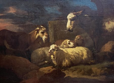 Francesco Londonio [cerchia di] ARMENTI olio su tela cm, 49x63