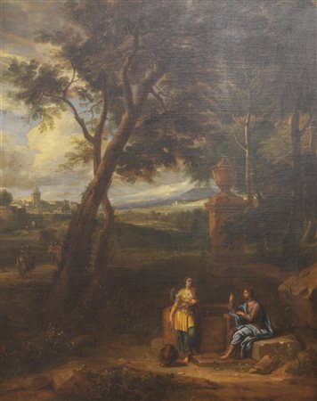 Scuola del XVIII secolo GESU' AL POZZO olio su tela, cm 120x95