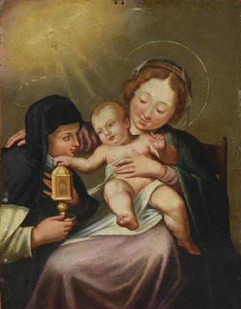 Scuola della fine del XVI secolo - inizi del XVII secolo MADONNA CON BAMBINO...