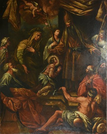 Scuola Emiliana della fine dl XVI secolo LA PRESENTAZIONE AL TEMPIO olio su...