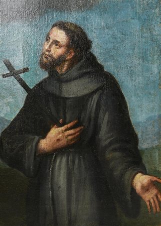 Scuola del XVI secolo SAN FRANCESCO olio su tela, cm 45x32