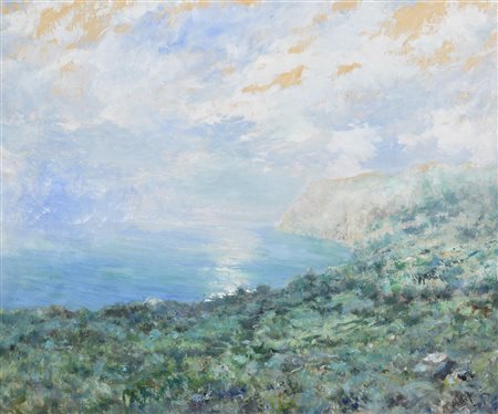 Vincenzo Ciardo SCOGLIERA olio su cartoncino, cm 55x64 firma