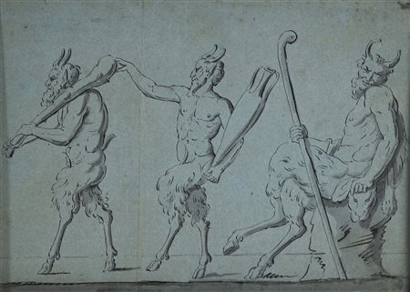 Scuola Francese del XIX secolo SATIRI china su carta azzurra vergellata, cm...