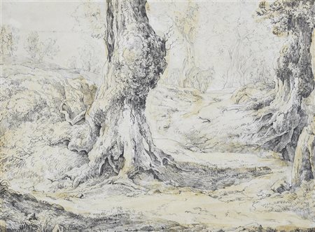 Scuola Tedesca degli inizi del XIX secolo PAESAGGIO matita e inchiostro...