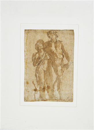 attribuito a Filippi Sebastiano detto Il Bastianino BACCO E AMPELO matita e...