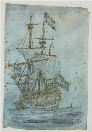 Giuseppe Latini detto Il Maestro del Ricciolo VELIERO inchiostro su carta...