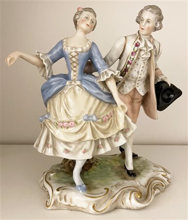 MANIFATTURA GINORI. COPPIA porcellana invetriata, cm 18x19x10 sul fondo:...