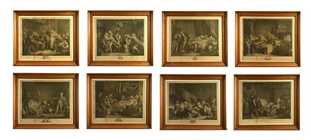 Scuola Francese del XIX secolo SCENE STORICHE E ALLEGORICHE stampe, cm 72x86...