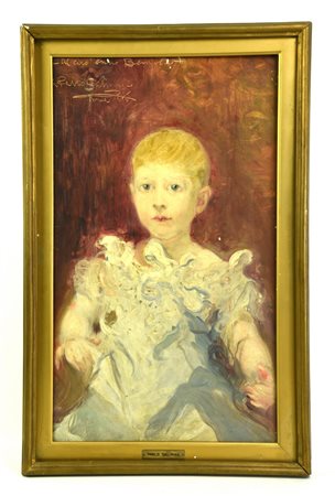 Pablo Salinas RITRATTO DI FANCIULLO olio su tela, cm 66x38,5 firma, data e...