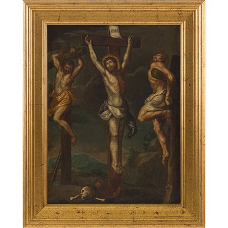 SCUOLA FIAMMINGA DEL XVII SECOLO, Crocifissione, Olio su tela