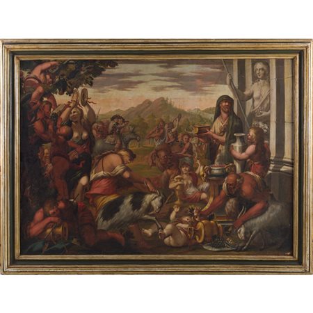 PIETRO LIBERI (Bottega di), Scena di baccanale, Olio su tela