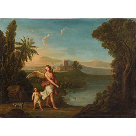 GIUSEPPE PATANIA, Tobiolo e l'Angelo, Olio su tela
