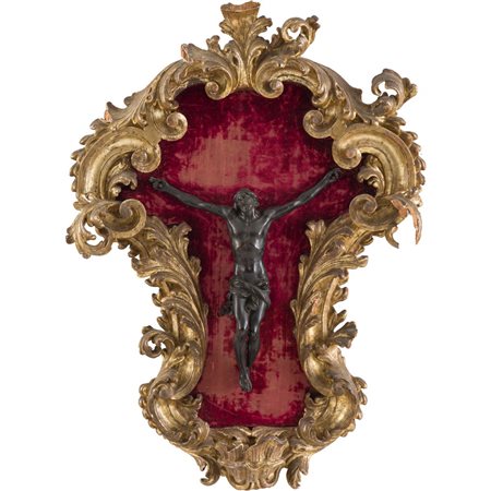 MANIFATTURA ROMANA DEL XVIII SECOLO, Acquasantiera in legno