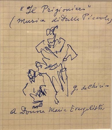 Giorgio De Chirico Abbozzo di personaggi nella messinscena de "Il prigioniero" (musica di Dalla Piccola) 1964