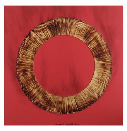 Bernard Aubertin Dessin de Feu sur table rouge 2006