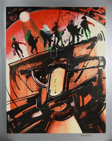 Gianni Bertini LE VITTIME DI MERCURIO serigrafia su carta, cm 68x88; es.12/75...