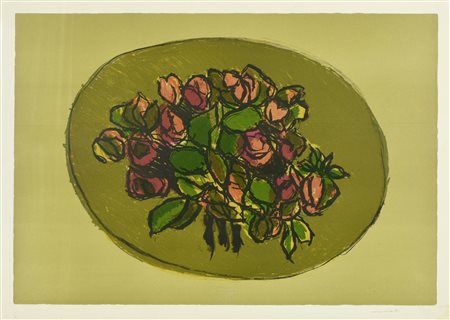 Ennio Morlotti ROSE serigrafia su carta, cm 70x50; es. 1/125 firma