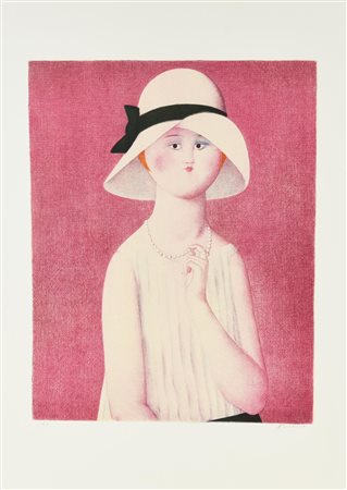 Antonio Bueno RITRATTO FEMMINILE litografia, cm 70x50; es.p.a. firma e tiratura