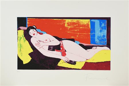 Salvatore Fiume NUDO FEMMINILE serigrafia, cm 50x70; es. 88/100 firma e tiratura
