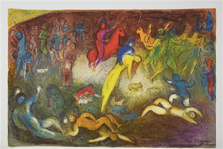 D'apres Marc Chagall SENZA TITOLO litografia su carta, cm 56x85; es. 57/190...