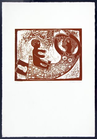 Hassan FIGURE linoincisione su carta, cm 19,5x25,5; su foglio cm 50x35; es....