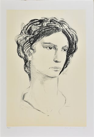 Pietro Annigoni RITRATTO litografia su carta, cm 70x50; es. 94/100 firma