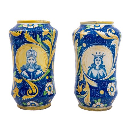 MANIFATTURA DI CALTAGIRONE DEL XIX SECOLO 
Coppia cilindri