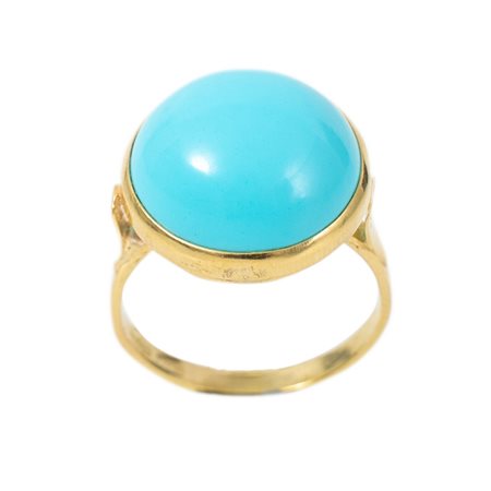 ANELLO in oro giallo 18 KT e pasta di turchese