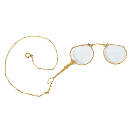 OCCHIALI da taschino in oro 18 KT con catena in oro 18 KT
