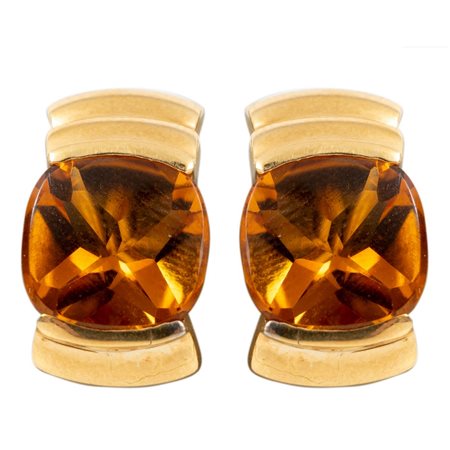 ORECCHINI in oro giallo 18 KT e quarzi madera (g. 13,70)