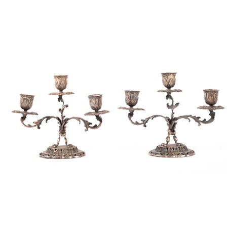 COPPIA PICCOLI CANDELABRI in argento