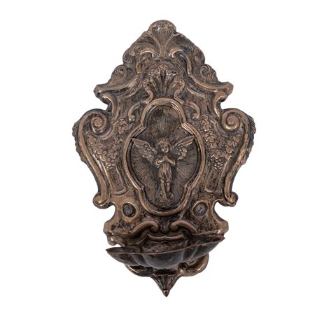 ACQUASANTIERA in argento riccamente sbalzato