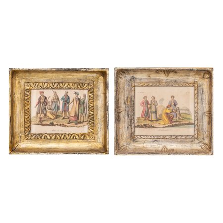 COPPIA DI INCISIONI a colori