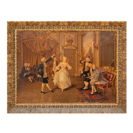 OLEOGRAFIA raffigurante “Scena di ballo nobiliare