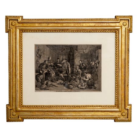 INCISIONE raffigurante “il ritorno della caccia in Scozia”