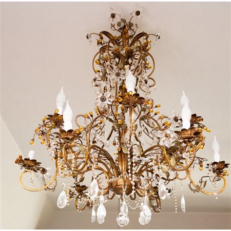 LAMPADARIO in ferro dorato