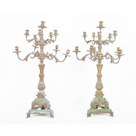 MANIFATTURA SICILIANA DEL XIX SECOLO, Coppia di candelabri