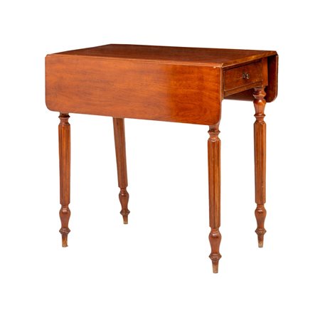 TAVOLO con alette in legno di mogano